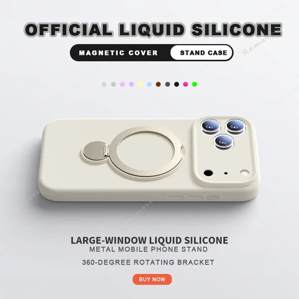 Capa De Silicone Líquido Com Suporte Magnético E Magsafe Para Iphone 15 Pro Max (branco)