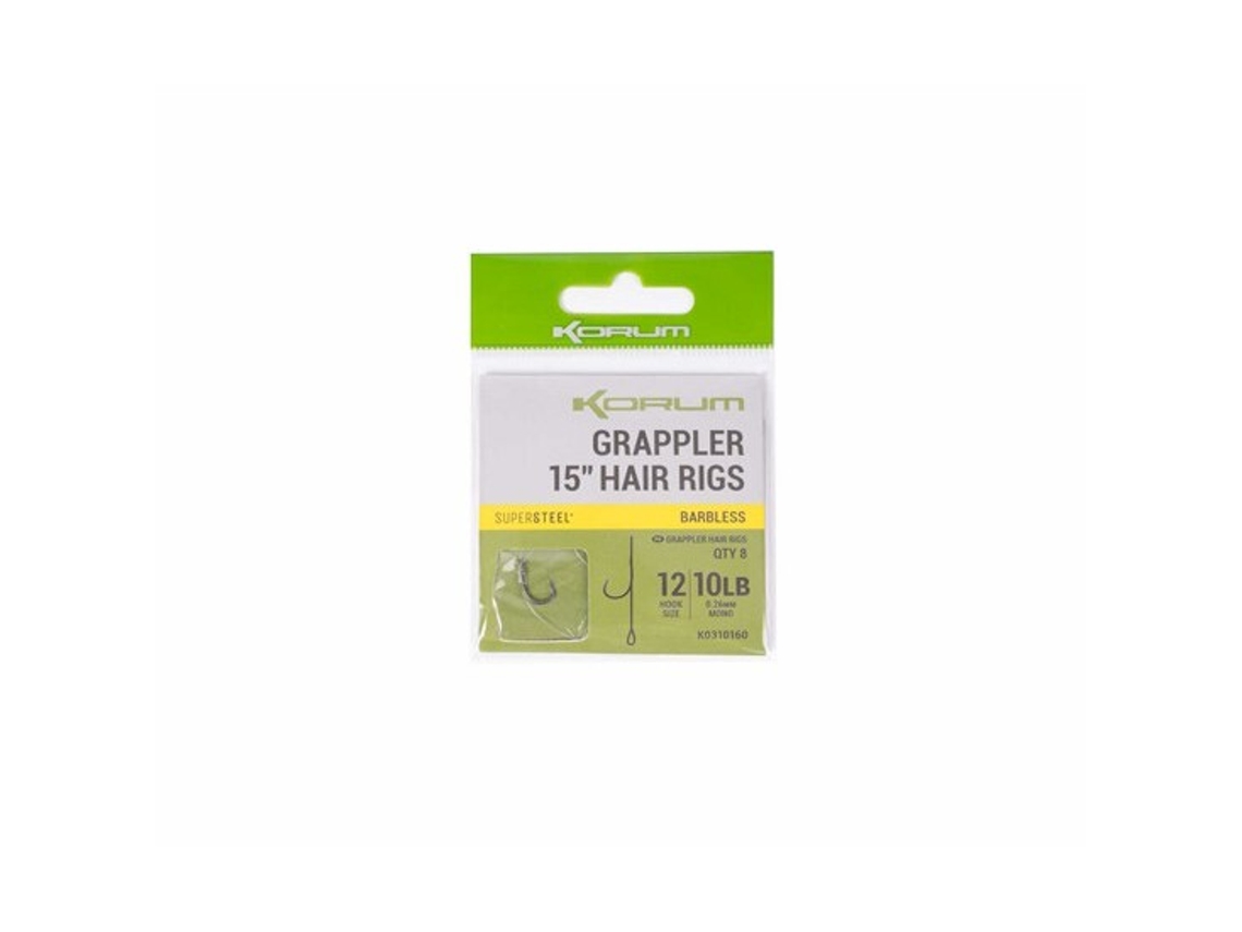 Cortar Ganchos KORUM Grappler Hair Rigs 4 Barbless