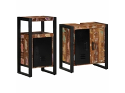 Vidaxl Conjunto De Móveis Para Banheiro 2 Unid. Multicolorido E Preto