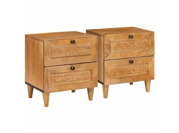 Vidaxl Armário De Cabeceira 2 Pcs Marrom Claro 40 X 33 X 46 Cm