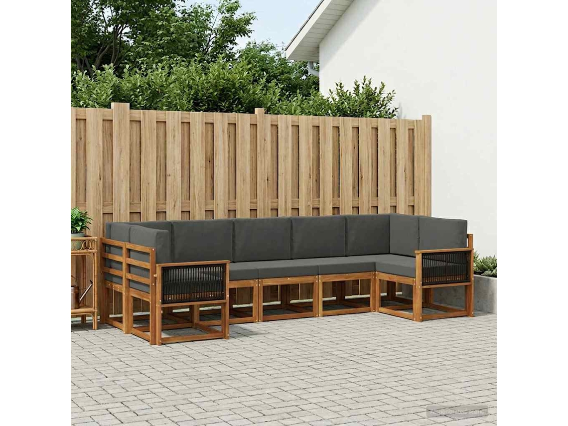 Vidaxl Conjunto De Sofás Para Exterior 7 Pcs Natural E Antracite