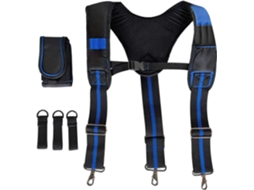 Cinto de ferramentas com suspensórios, ajustável e resistente, com suporte para celular, bolsa acolchoada removível e
