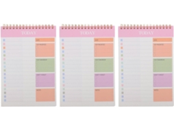 Caderno planejador rosa com encadernação em espiral dupla, 52 folhas de papel para destaque, portátil para
