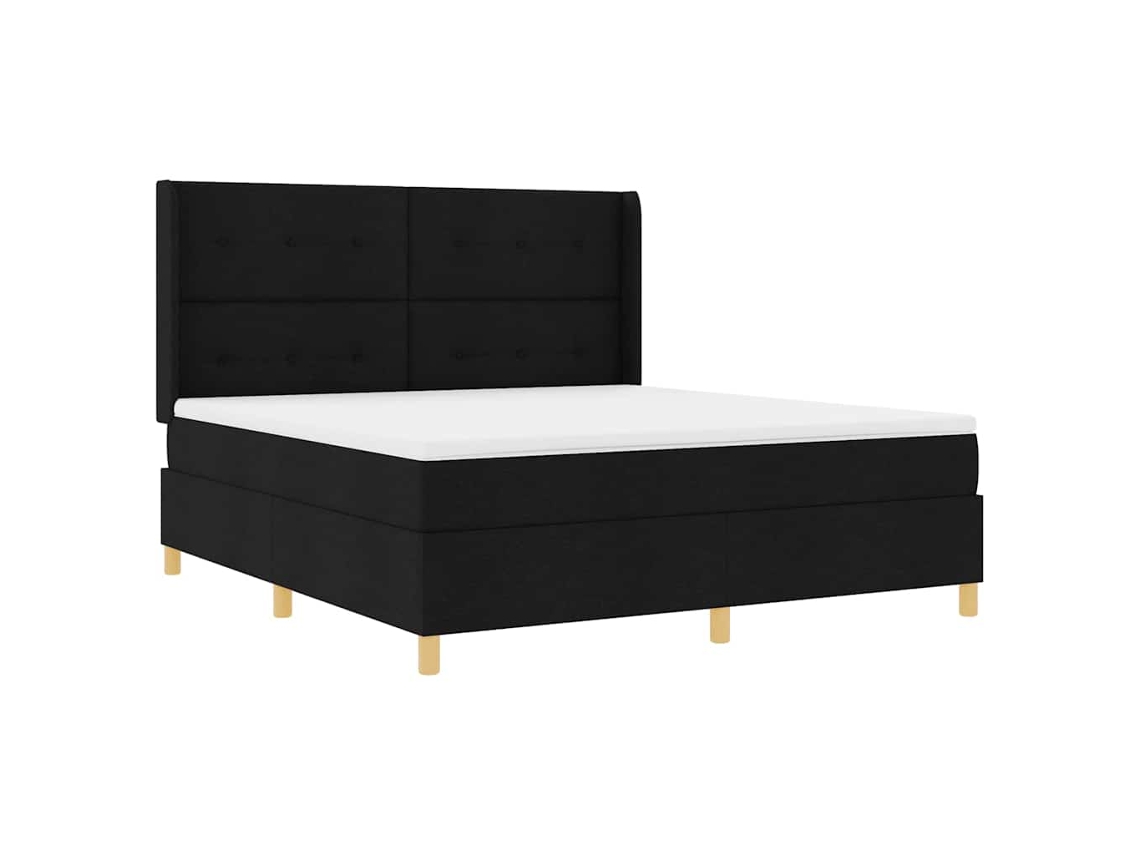 Conjunto 1 Cama Contemporânea Vidaxl Preto Tecido (180 X 200 Cm)