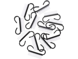Conjunto de 12 peças de ferramentas de limpeza para manicure com capa preta em ABS e área adesiva.