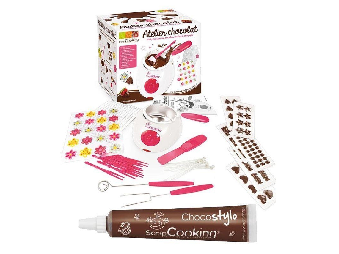 Machine à Fondue Chocolat ScrapCooking - 33 Accessoires Inclus - Mouls, Fourchettes - 25W - Blanc/Vert