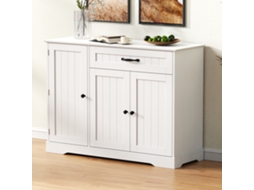 Elegante Buffet Moderno Três Portas E Uma Gaveta Branco Para Sala De Jantar, Sala E Vestíbulo