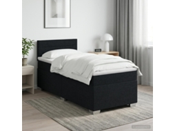Vidaxl Cama Box Spring Com Colchão E Led Preto 80 X 200 Cm Tecido