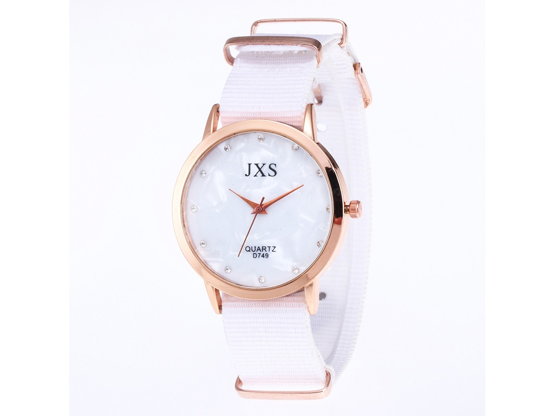 Reloj De Pulsera De Nylon Para Mujer Y Hombre Estudiante De Moda Cuarzo J49(blanco)