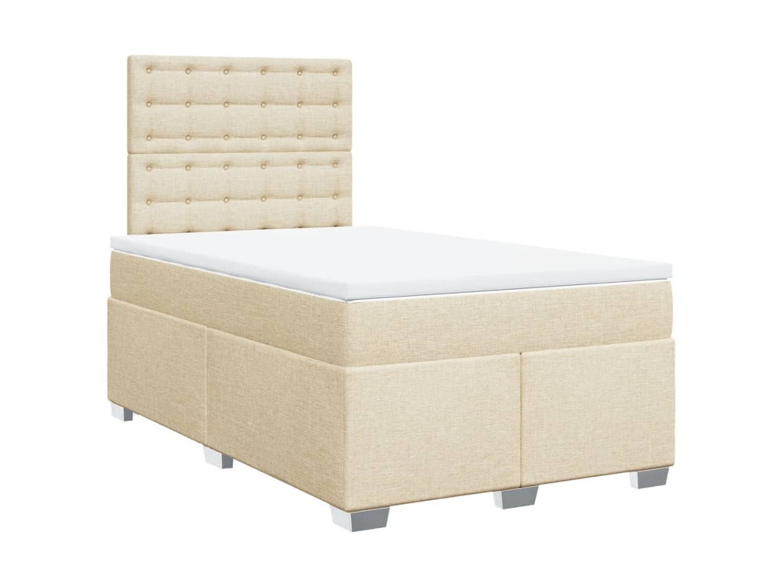 Cama Boxspring com Colchão 120x190 cm Tecido Cor Creme MAISON EXCLUSIVE