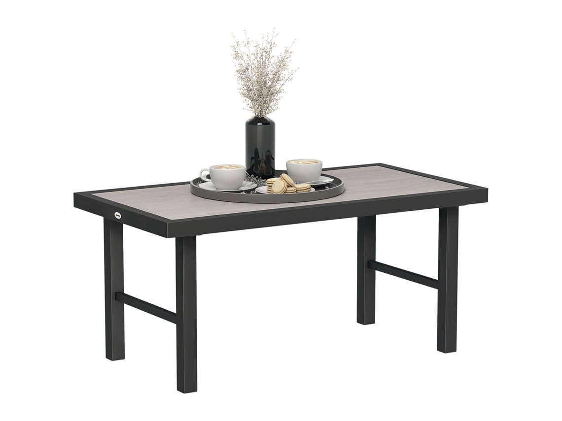 Mesa de centro CHEZMOI retangular com tampo de efeito madeira SPC, 100x52x46cm, preta