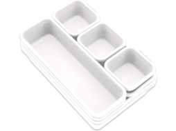 Organizador de gavetas Slowmoose com 8 peças e divisória de encaixe, separador de cosméticos de plástico para bancada de cozinha, branco