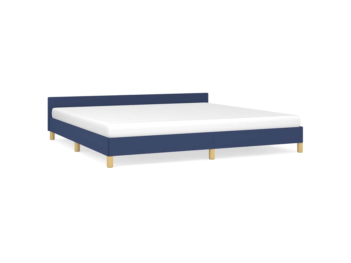 Estrutura de cama com cabeceira VIDAXL Azul Tecido (200x200 cm)