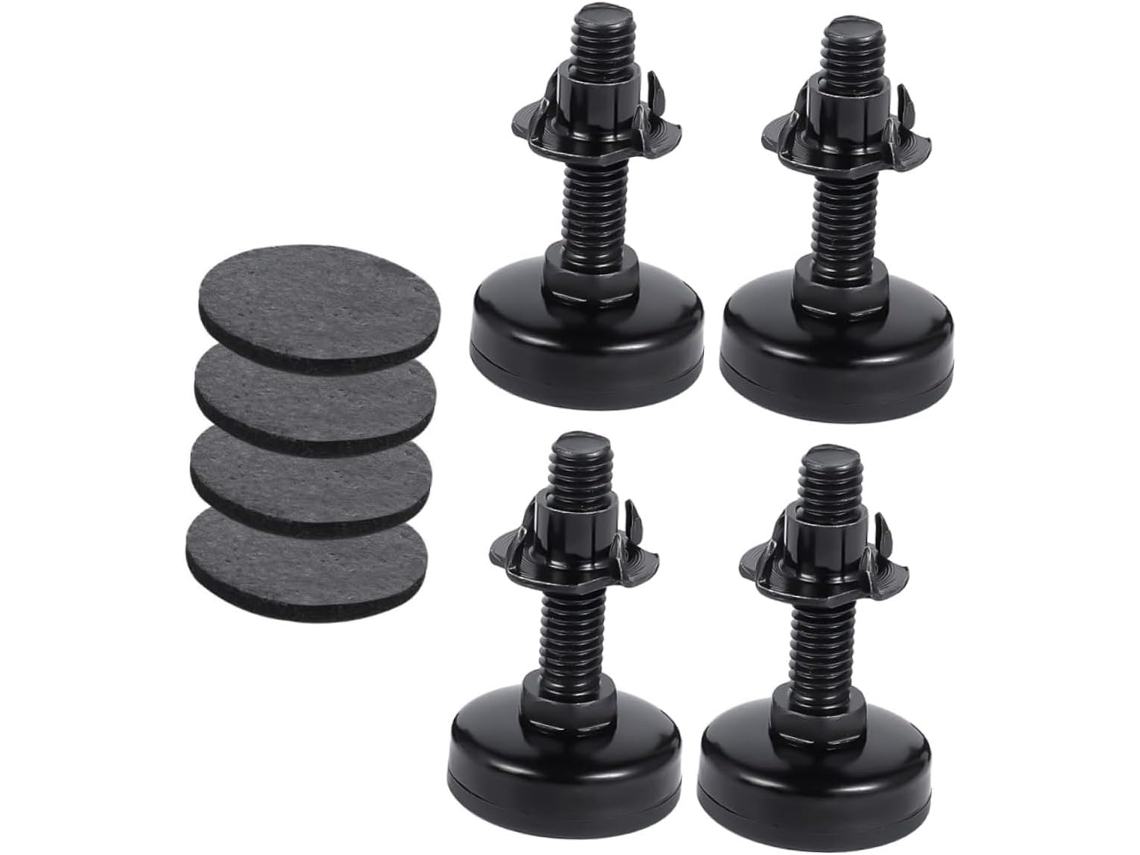 Kit Com 4 Niveladores De Móveis Ajustáveis E Resistentes Para Proteção Estável Do Piso, Com Suporte Rosqueado