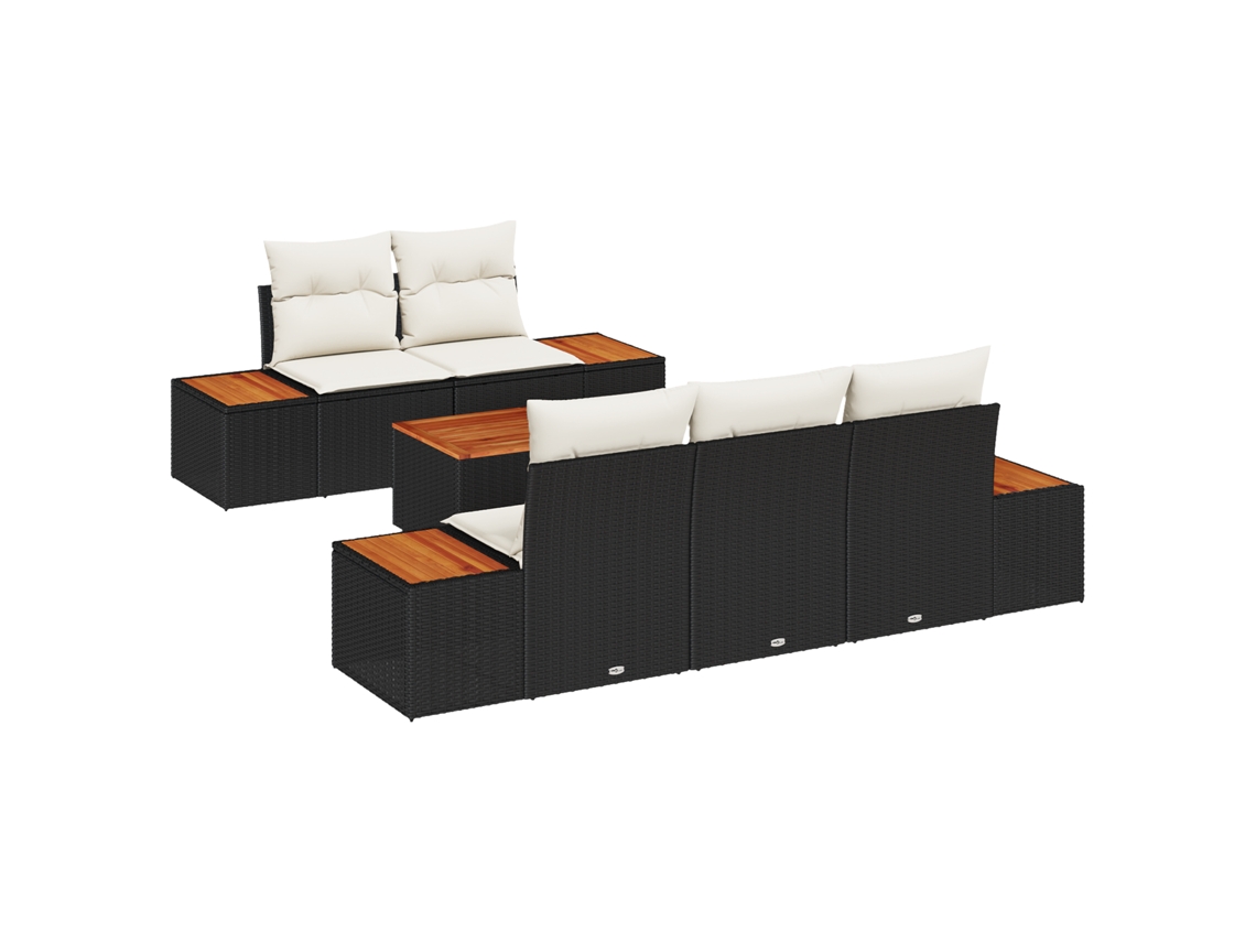 Conjunto 6 Conjunto De Sofá Moderno Vidaxl Preto Vime Pe (55 X 55 X 37 Cm)