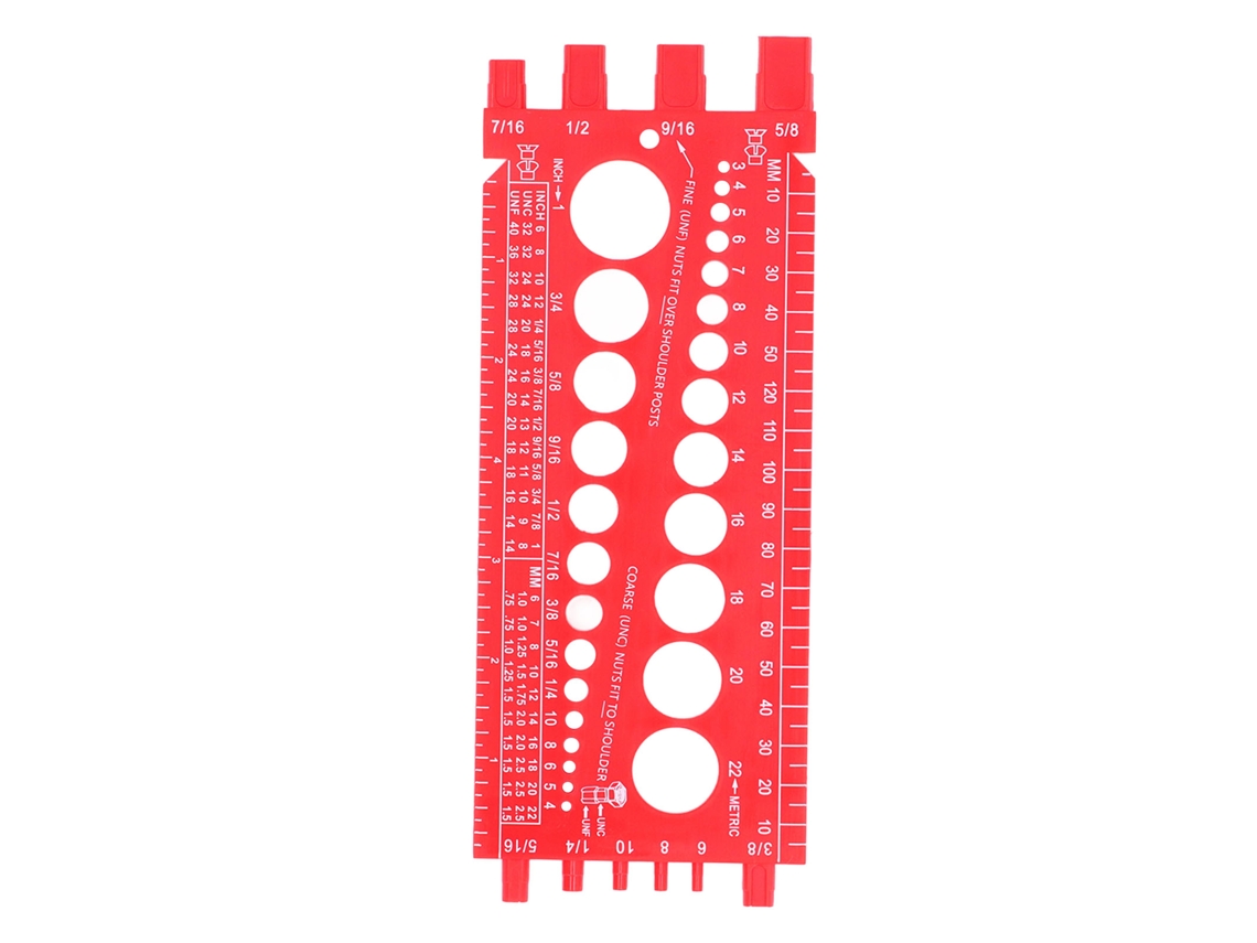 Calibre Multifuncional Para Porcas, Parafusos E Parafusos, Identificador Rápido De Roscas Em Polegadas E Métricas Vermelho Para Oficina E Garagem