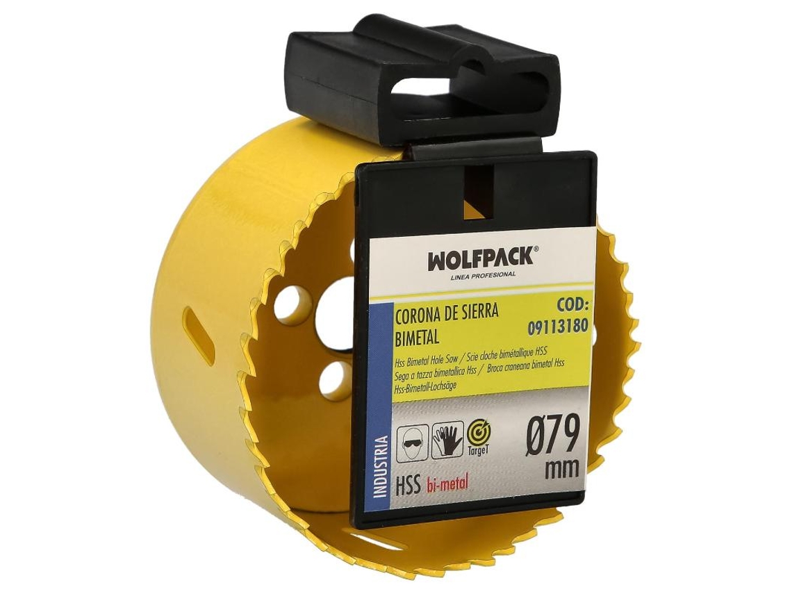 Serra de Coroa Bimetálica Ø 79 mm Base Reforçada e Temperada Térmica. Coroa de Madeira. Furos de Madeira. Aço. Ferro. Plásticos WOLFPACK LINEA PROFESIONAL LINEA PROFESIONAL