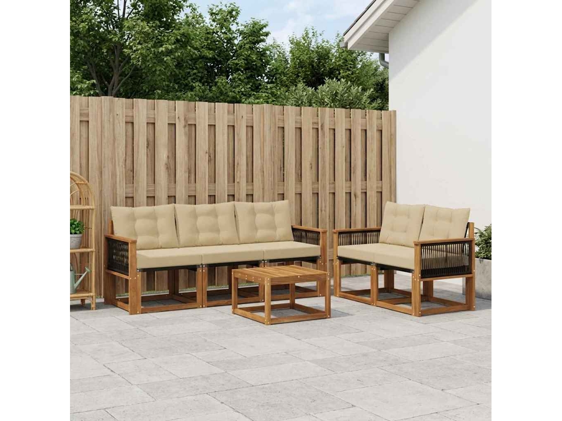 Vidaxl Conjunto De Sofás Para Exterior 6 Pcs Natural E Bege