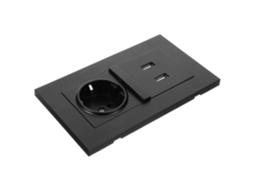 Carregador De Parede Embutido Com Duas Portas Usb, Preto, Modelo 86 2100.