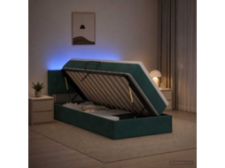 Vidaxl Cama De Armazenamento Led Com Colchão Verde-escuro 90 X 190 Cm