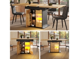 Mesa De Cozinha Extensível Para 4 6 Pessoas, Mesa Telescópica Com Led, Com Armazenamento Para Lanches E Portas De Armário, Design Compacto. Bga Store