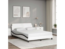 Vidaxl Estrutura De Cama Dover 140x200 Couro Artif. Branco/preto