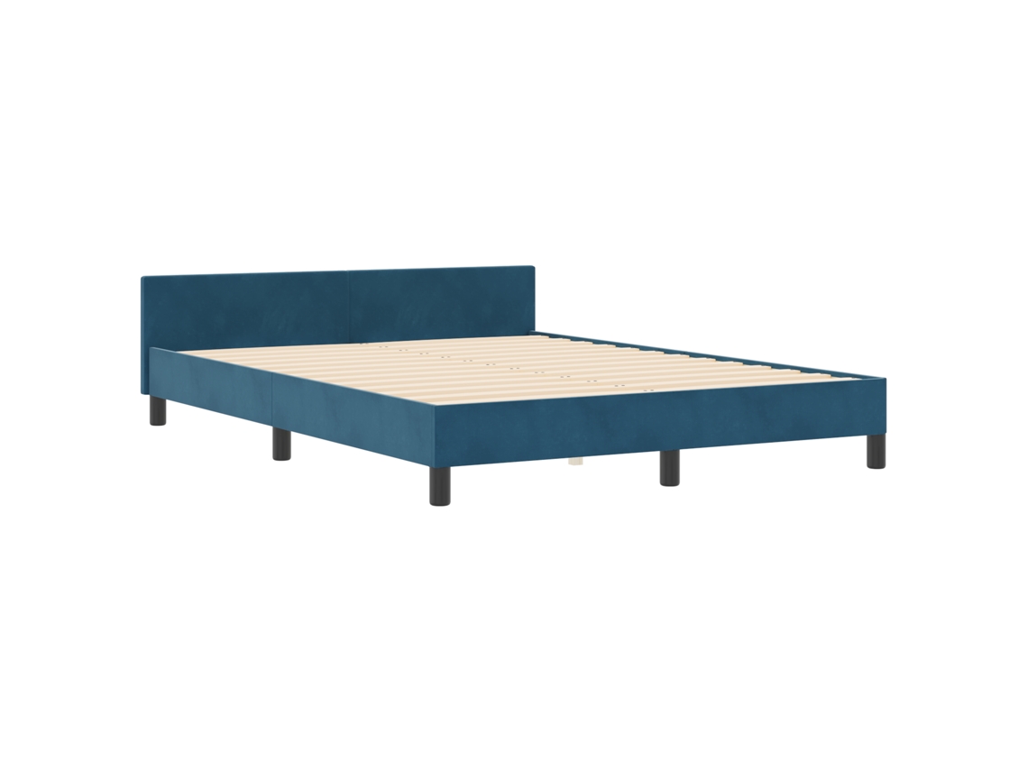 Conjunto 1 Cama Moderna Vidaxl Azul Veludo (160 X 200 Cm)