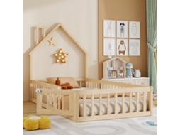 Cama Cabana Pinho 90x200 Com Chaminé E Estrado Natural