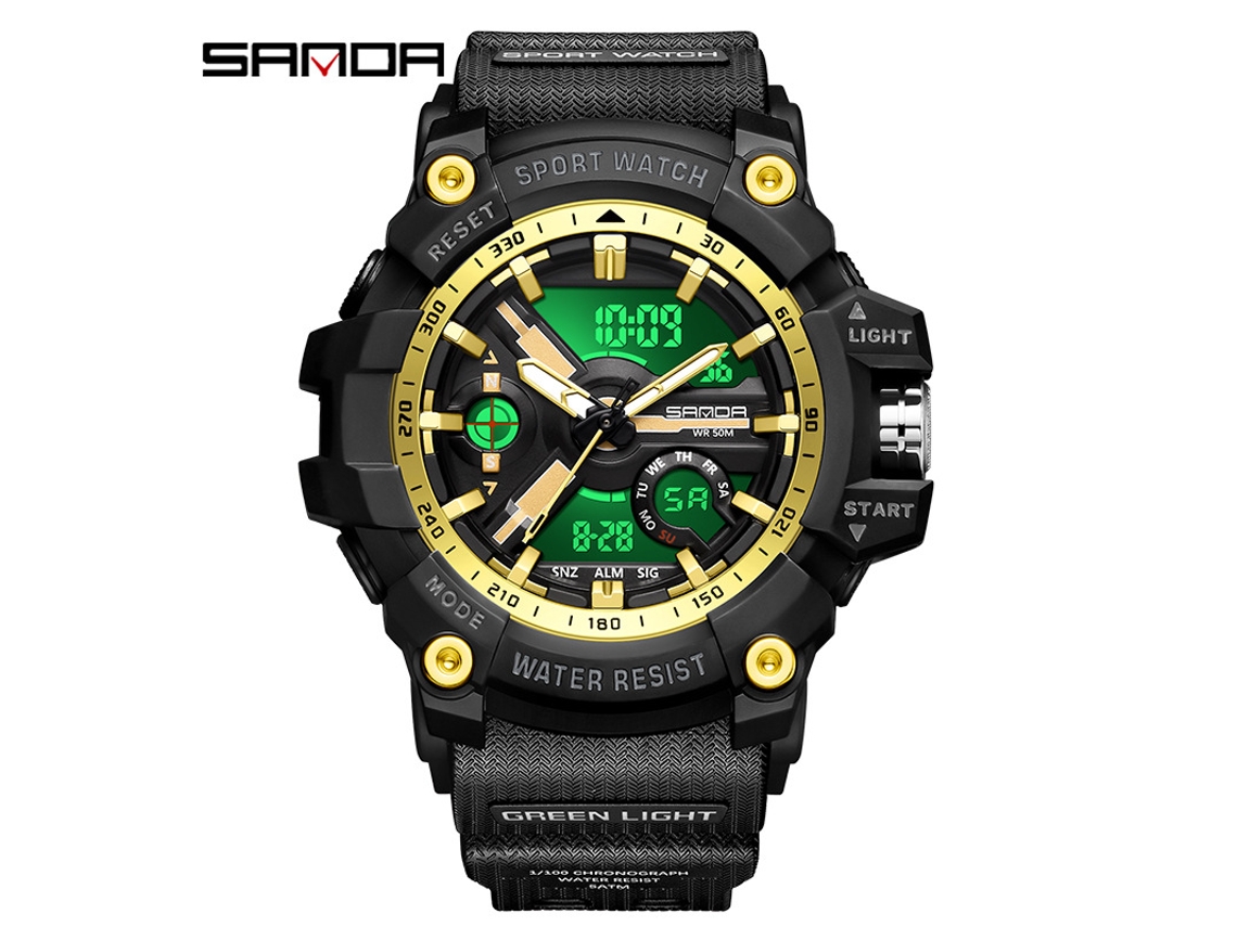 Relógio Eletrônico (preto E Dourado) Com Alarme, Multifuncional, Moderno, Luminoso, À Prova D'água E Resistente A Choques.