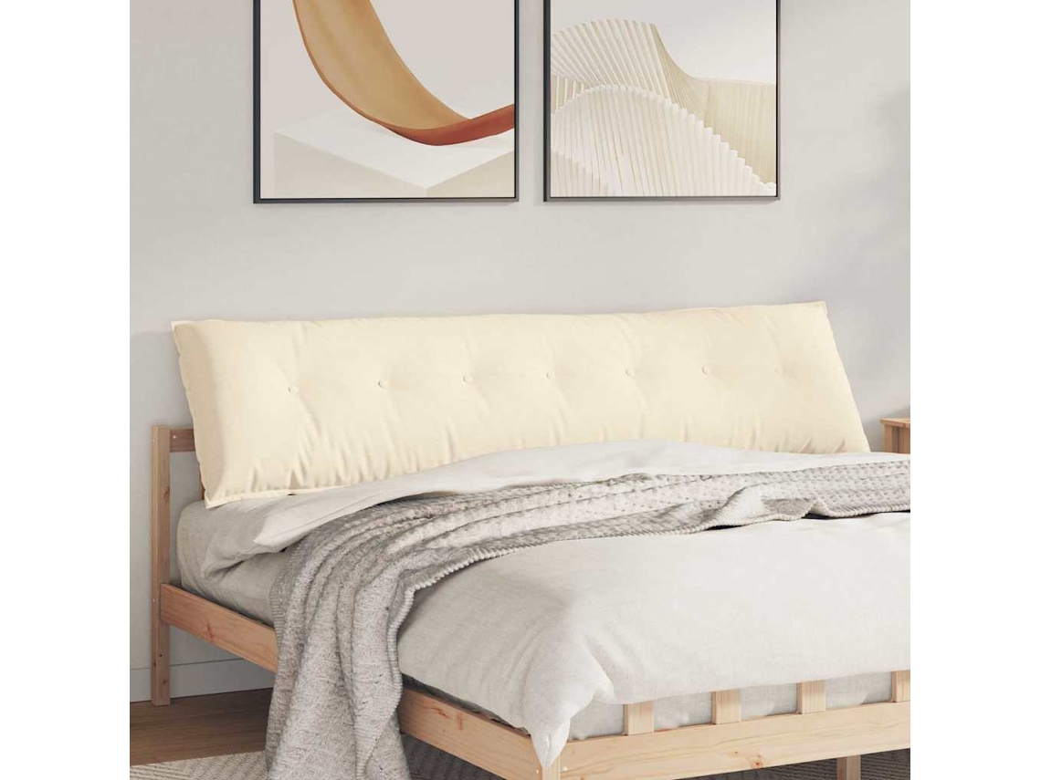 Vidaxl Travesseiro Para Costas Creme 200 X 50 Cm