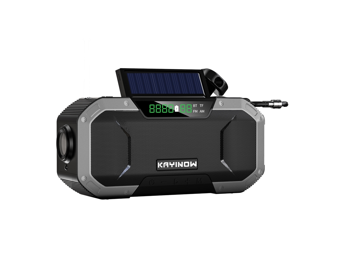 Rádio De Emergência Com Manivela E Energia Solar De 5000mah, Bluetooth/am/fm/tf/alerta Meteorológico Noaa, Cinza Prateado Brilvibera