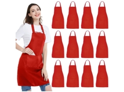 Nova Line 12 Avatares de Gola Avatares Vermelhos Unissex com 2 Bolsos Amplos Laváveis À Máquina para Cozinha Churrasco