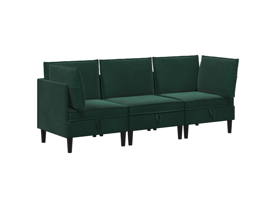 Conjunto 3 Conjunto De Sala De Estar Vidaxl Verde Veludo (210 X 70 X 82 Cm)