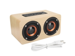 Alto Falante Bluetooth Sem Fio De Madeira Reprodutor De Música De Mesa Para Computador E Celular Amarelo Yizhood