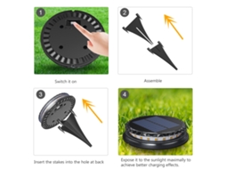 Luz Solar Jardim Exterior Led Aquecido Ip68 Resistente À Água