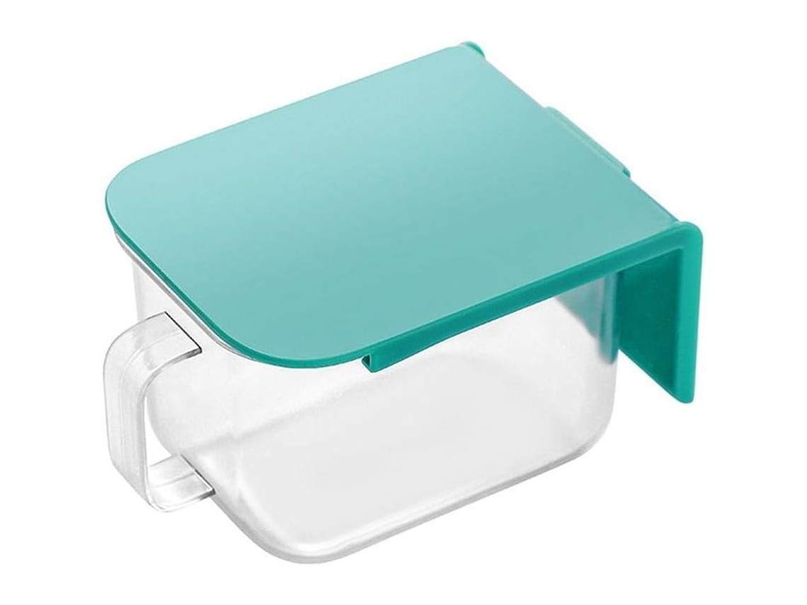 Armário de cozinha Rebe-container para parede com escorredor, caixa, garrafa térmica e saleiro. Hermético, transparente, azul claro.