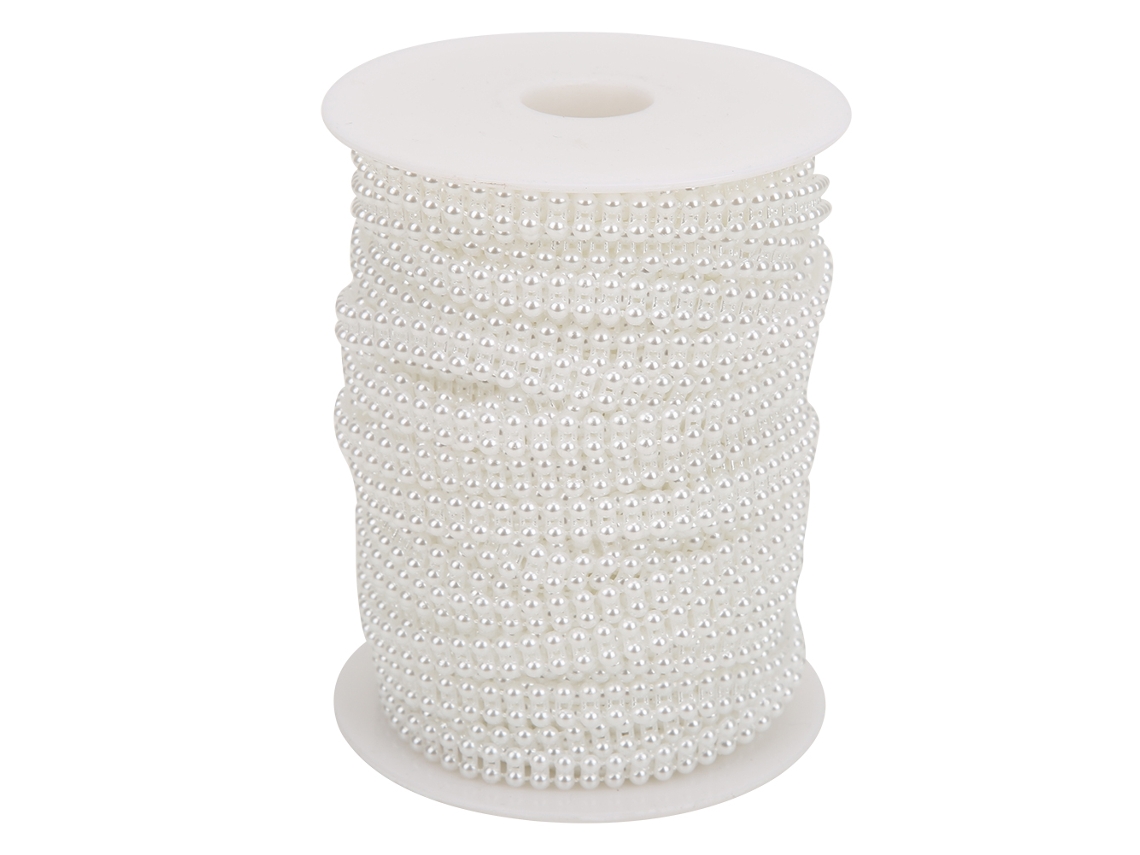 Colar De Pérolas Falsas 4mm 25m Para Decoração De Casamento