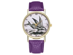 Reloj De Pulsera De Cuarzo Con Diseño Retro, Unisex Casual Para Hombres Y Mujeres Morado