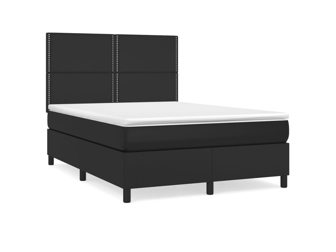 Cama com Molas Couro Artificial Preto MAISON EXCLUSIVE 140x190 cm