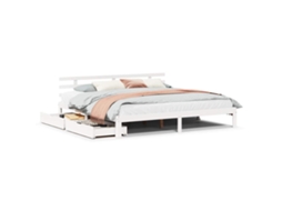 Bed Frame, Bed Frames Vidaxl Branco Madeira De Pinho (200 X 200 Cm)