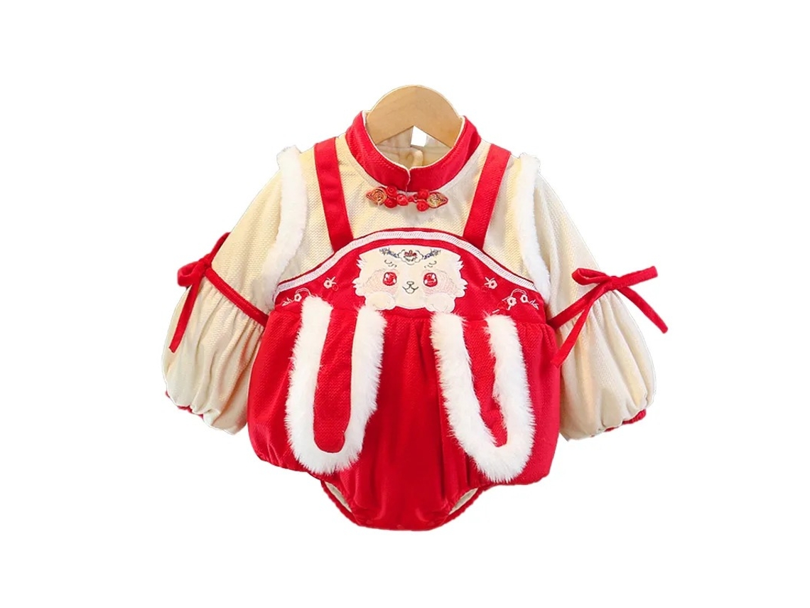 Roupas de Natal Coelho Pequeno Macacão de Inverno Engrossado Macacão Infantil 90Cm