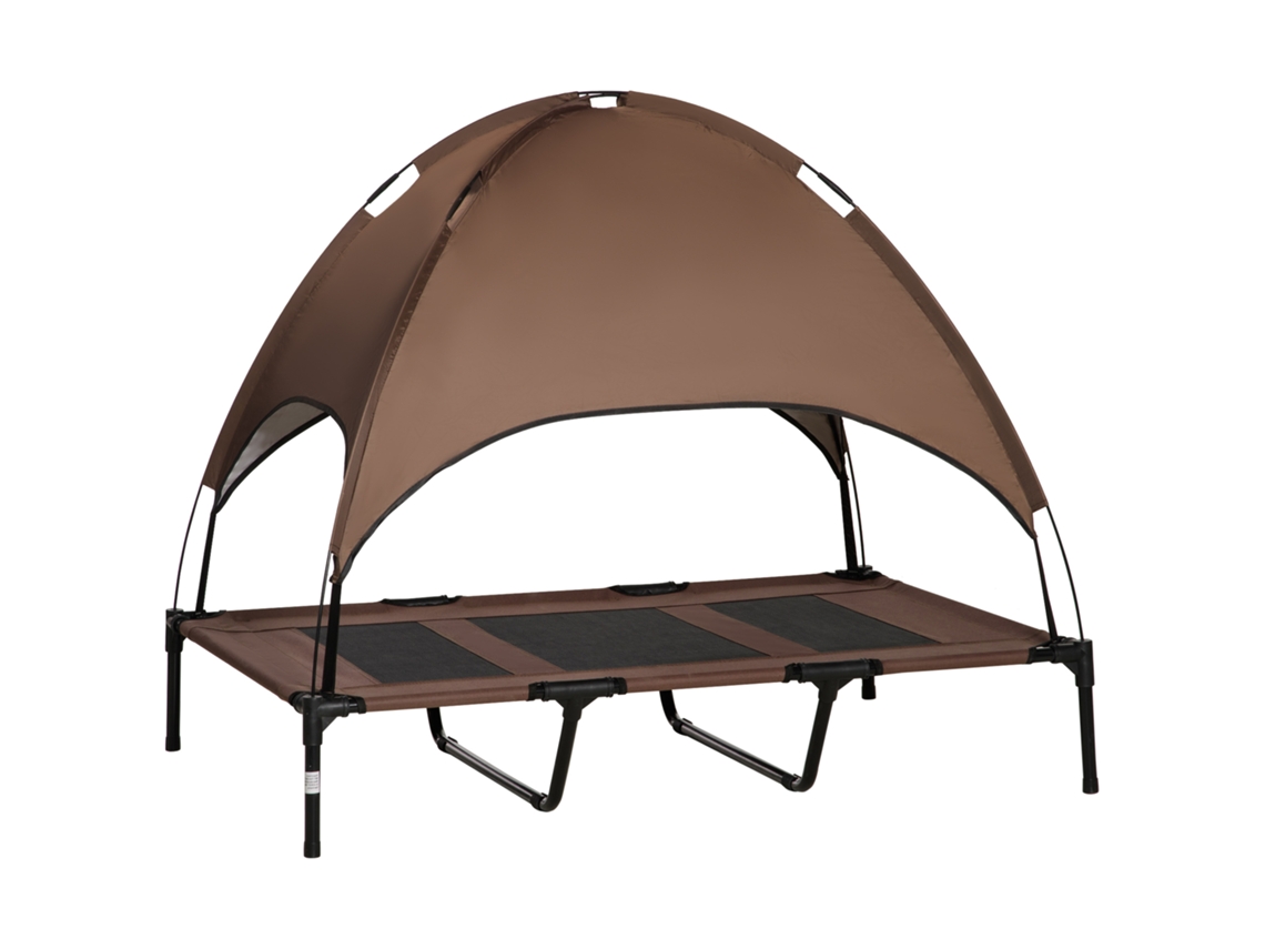 Carrinho de Passeio Dobrável para Pets Cães e Gatos, Bolsa Removível, Alças de Ombro, 4 Rodas com Freio, Oxford 600d 81x58x97,5cm, Caqui.