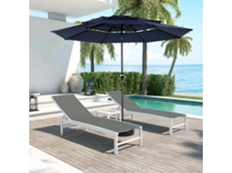 Chapéus De Sol Automático, Guarda-sol De Tripla Camada De 10 Polegadas, Aço E Poliéster, Azul Marinho, Sem Base