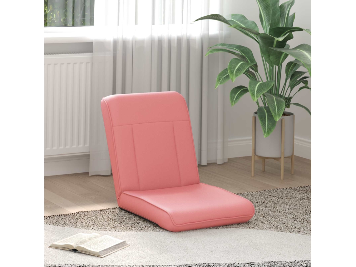 Vidaxl Cadeira De Chão Ajustável Rosa Couro Sintético