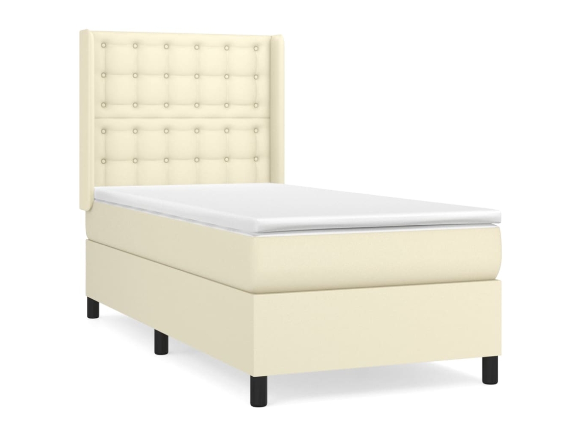Cama com Molas e Colchão 80x200 Cm em Couro Artificial Creme MAISON EXCLUSIVE