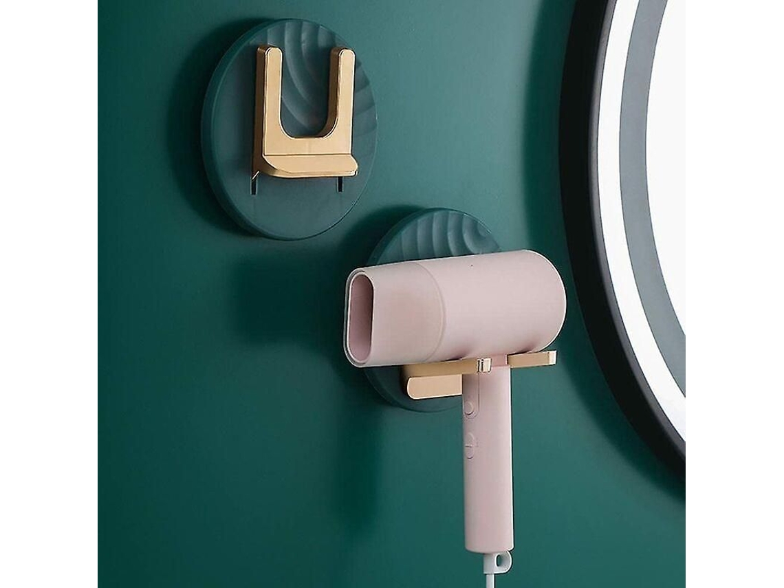 Suporte de Parede para Secador Cabelo, e Chapinha, Cabelo com Ventosa , Banheiro Lavabo Verde GOKOCO