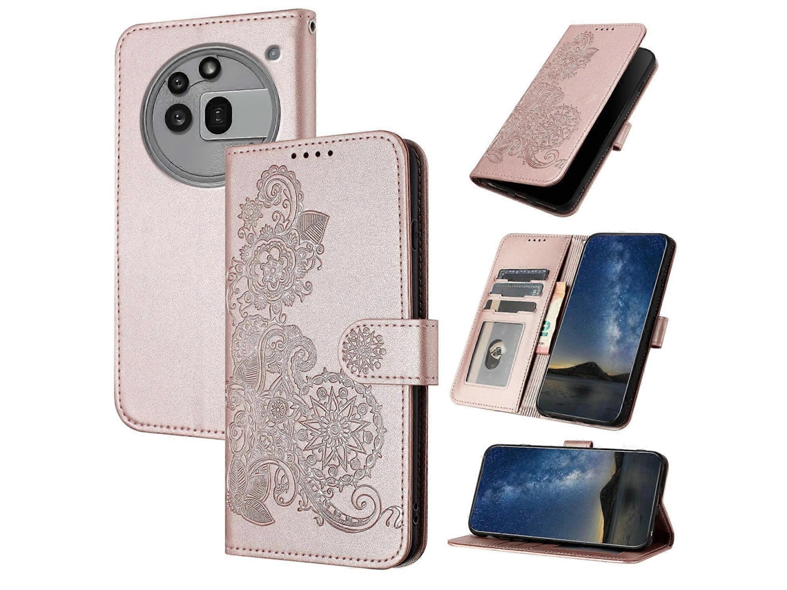 Capa De Celular Flip Em Couro Com Relevo De Flor De Datura Para Nothing Phone 3a Pro