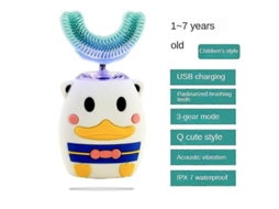 Escova de Dentes Elétrica Infantil Sônica Silicone, Inteligente, com Rotação 360 ​​graus, em Formato Pato Desenho Animado, Recarregáv GOKOCO