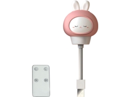 Luminária Noturna Usb Coelho Rosa Em Abs Com Controle Remoto, 1 Peça