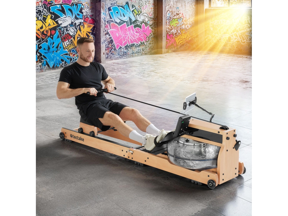 Máquina De Remo De Madeira Titan Xr2, Dobrável, 150 Kg De Capacidade, Bluetooth, Marrom/preto Tectake